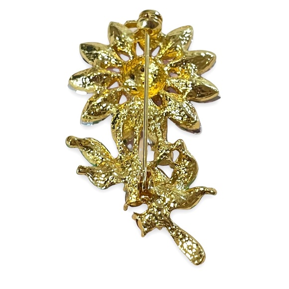 🎄Pink Crystal Gemstone Daisy Flower Brooch - Picture 3 of 8